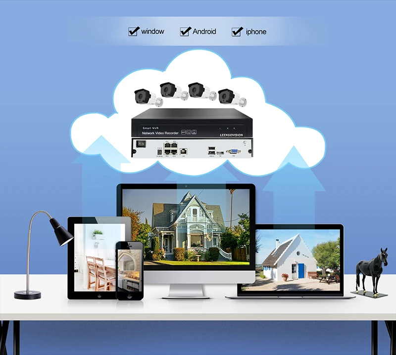 LEEKGOVISION Smart AI Outdoor 1080P 4CH POE IP Camera NVR Kit Waterproof Seucrity CCTV System Surveillance Camera Set LEEKGOVISION Smart AI Outdoor 1080P 4CH POE IP Camera NVR Kit Waterproof Seucrity CCTV System Surveillance Camera Set