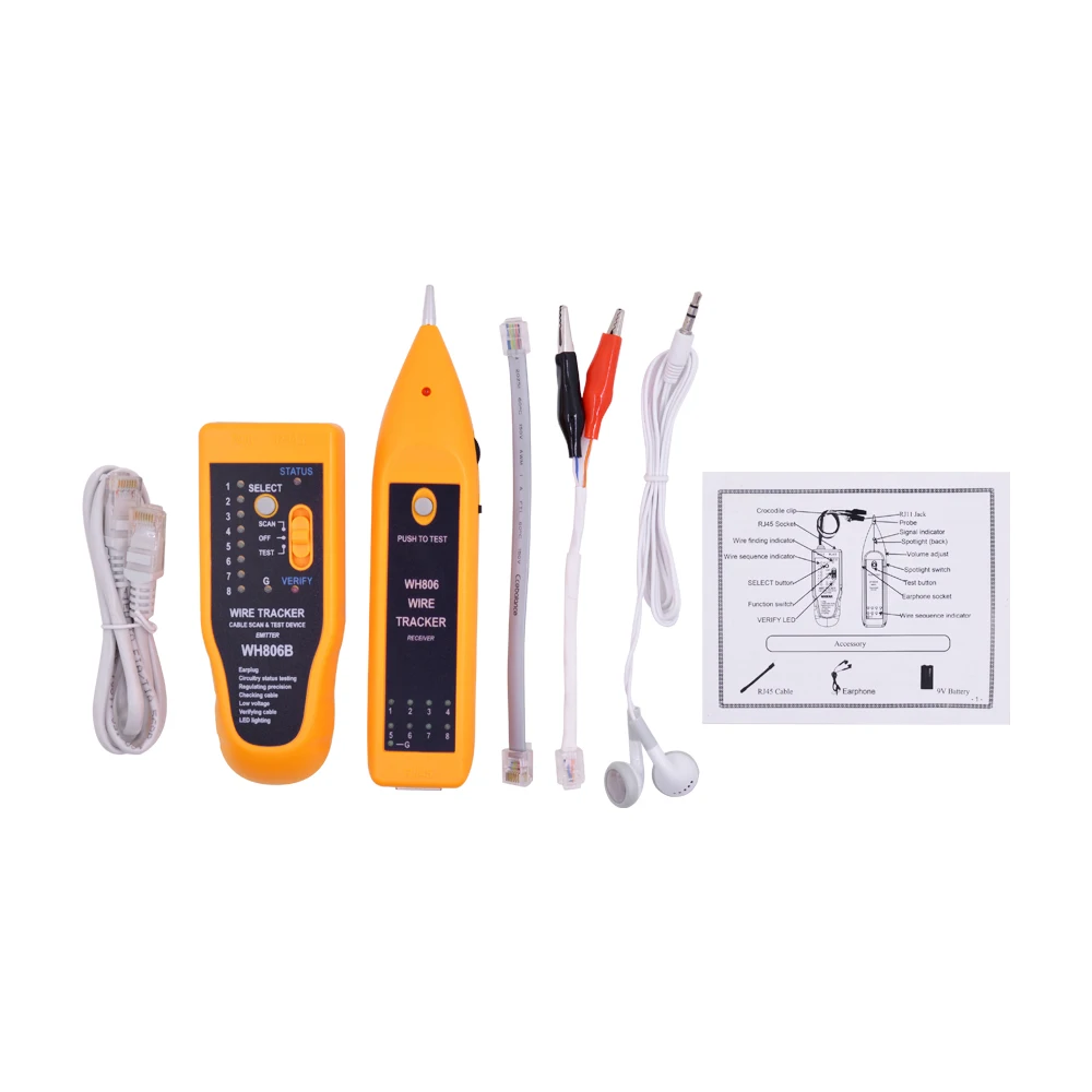 CHIPAL WH806B Тестер телефонного сетевого кабеля для Cat5 Cat6 RJ45 RJ11 Ethernet проводной трекер
