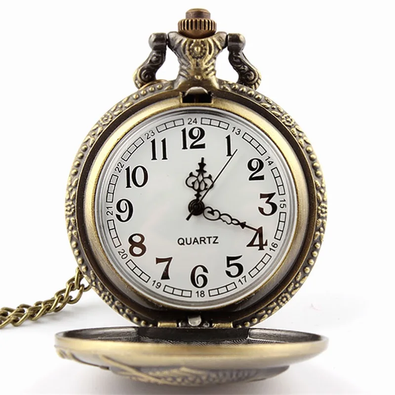 Античный винтажный Бронзовый Рыбалка скульптура карманные часы для мужчин и женщин ожерелье для подарков брелок цепь часы стимпанк Ретро кварцевые часы
