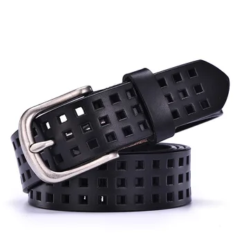 

New fashion and comfortable ladies belt leather hollow decoration general purpose jeans belt high quality ladies thin belt
