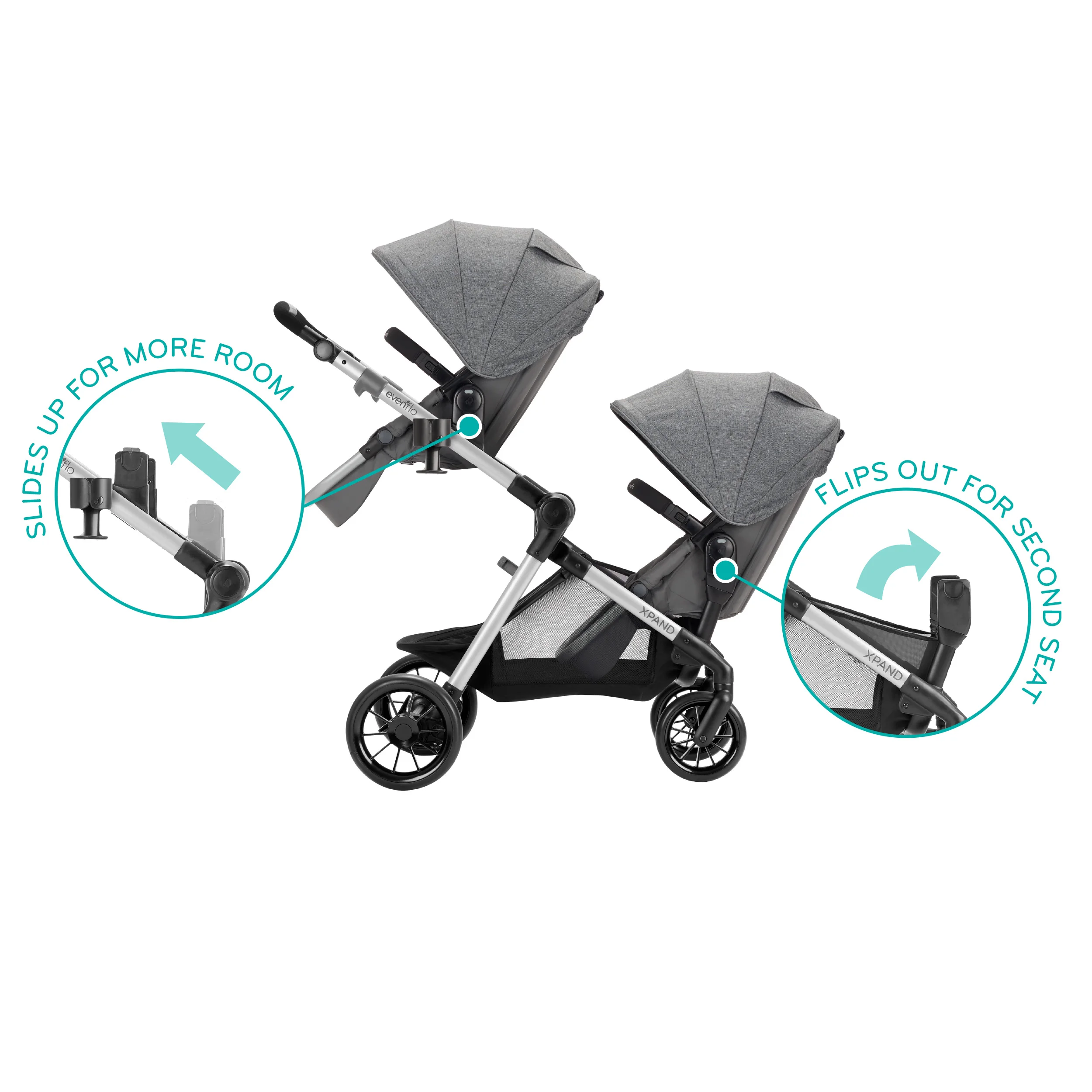 Evenflo Pivot Xpand Модульная Система путешествий с двойными сиденьями детская коляска