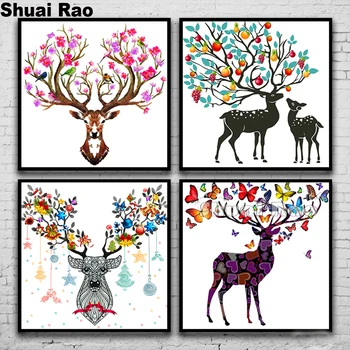 

Full diamond Painting "color butterfies deer" Resin Drill Embroidery decoration 5D Diy Diamond Painting Handmade 3d Cross Stitch