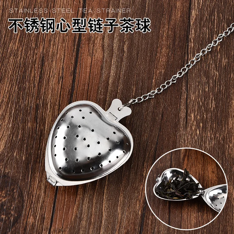 

304 Stainless Steel Tea Strainer Tea Making Device Tea Filter Heart Shape Tea Filter Chain Heart Shape Tea Ball