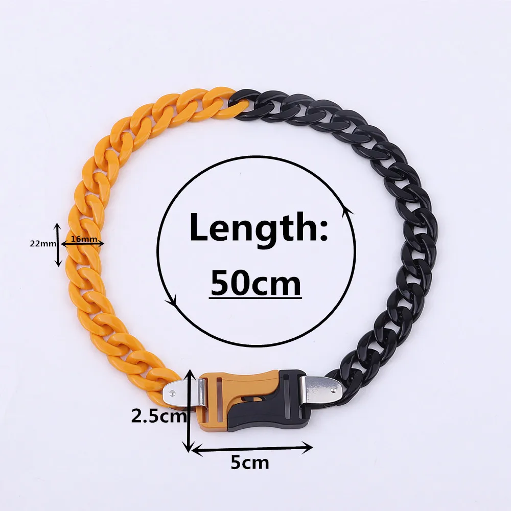 FishSheep Rock Punk Acrylic Chain Buckle Pendant Necklace For Men Women Statement Choker Collar Necklaces New Fashion Jewelry