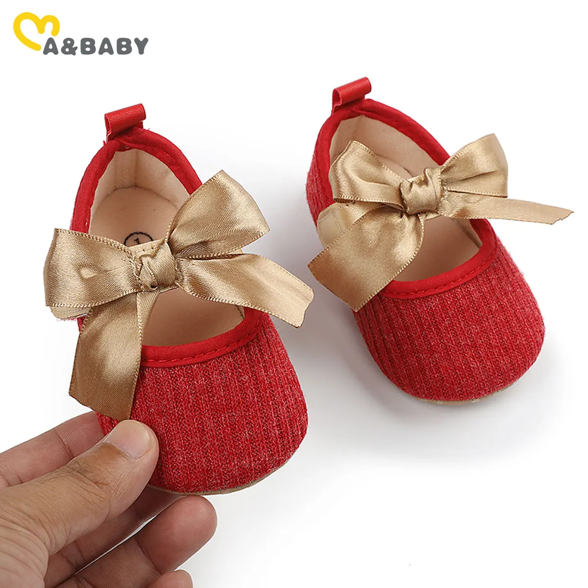 Детская обувь для девочек 0-12 месяцев Ma &amp Baby красные вязаные туфли в стиле