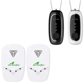 

2 Pcs Air Purifier Mini Air Cleaner Air Ionizers Us Plug & 2Pcs Personal Wearable Air Purifier Necklace
