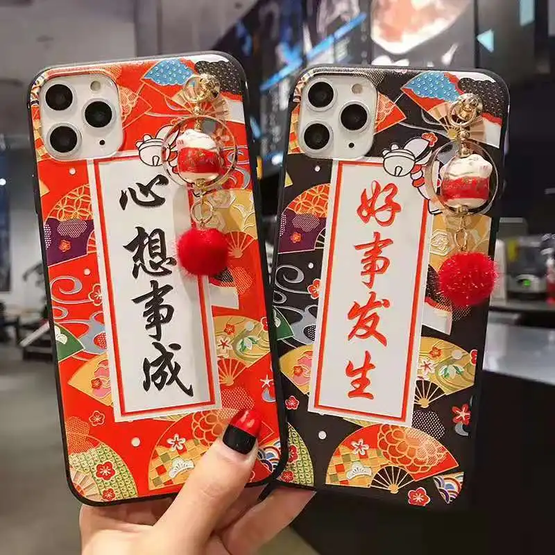 Чехол для iPhone 11 pro Max Lucky Cat, милая задняя крышка для iPhone 11 X XS Max XR 6 7 8plus Maneki Neko Shell+ подвеска