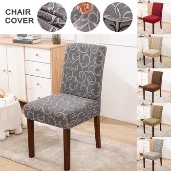 

Jacquard Chair Cover Stretch Chair Covers Universal Size Removable Washable Dining Seat Covers For Home Banquet Office