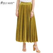 JLI может, винтажные плиссированные юбки, Осень-зима, офисные, женские, тонкие, солидные, имперские, свободные, длина по щиколотку, длинные, женские юбки размера плюс