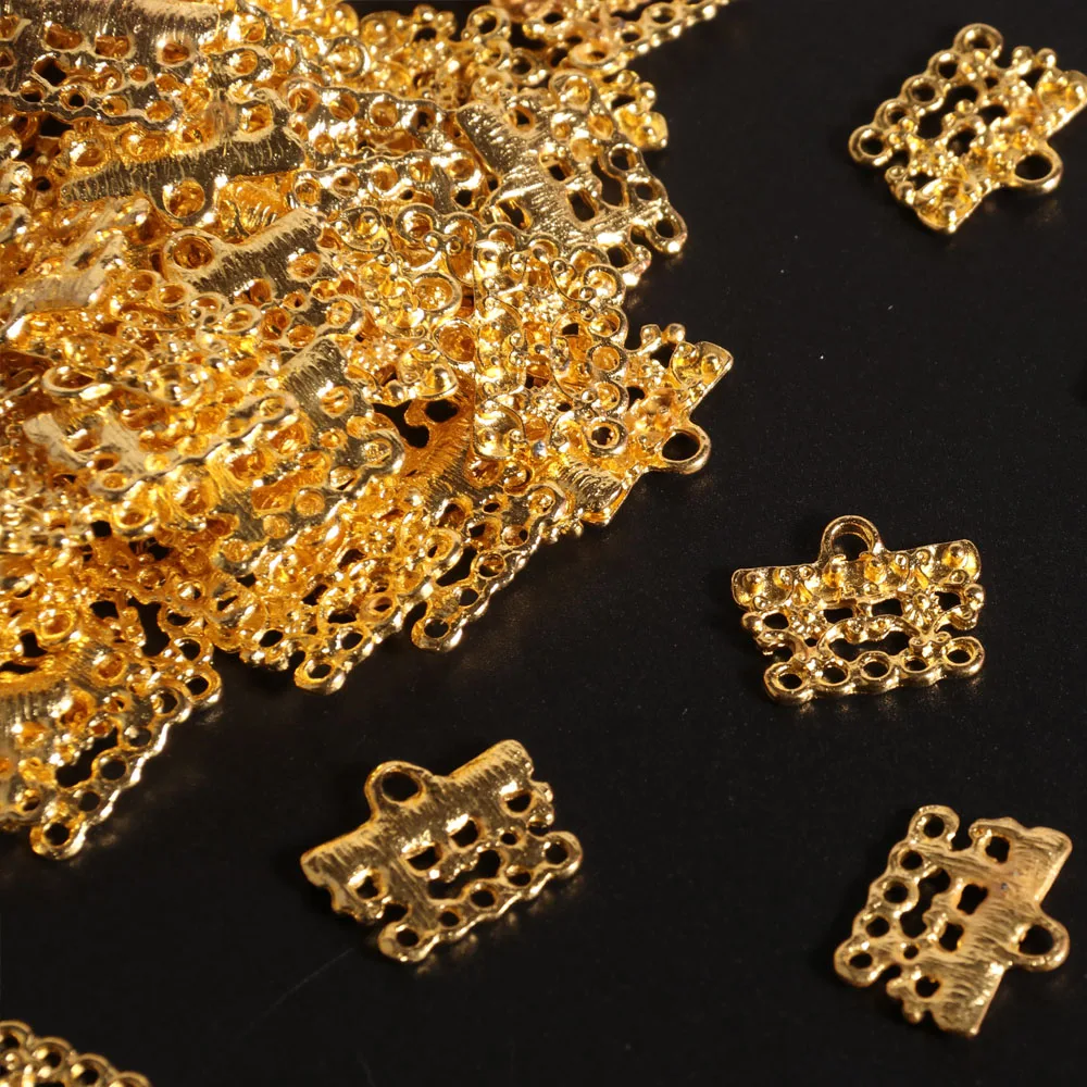 2PC Alloy Hollow Pendant Diy Handmade Decoration Material Tassel Step Shake Metal Porous Tassel Connecting Piece Tag Accessories