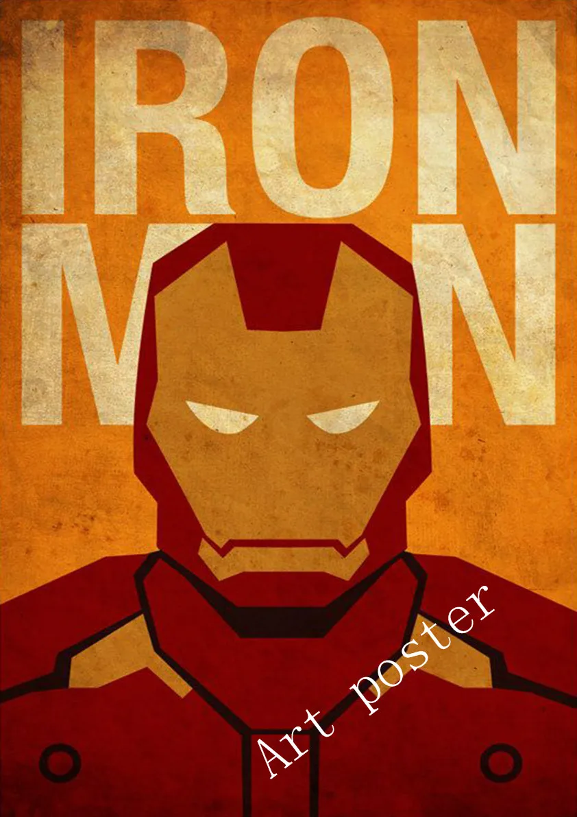 

IRON MAN Marvel Minimal Super Heroes Vintage Posters For Home Decor kraft Paper high quality wall sticker for living room