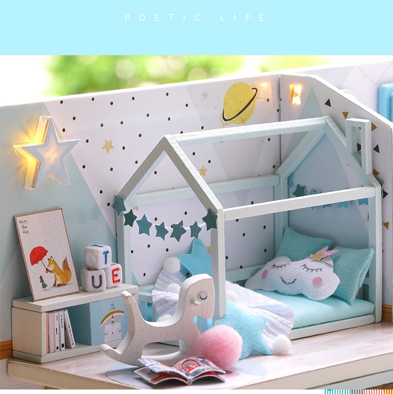 CUTEBEE DIY Dollhouse Wooden doll Houses Miniature Doll House Furniture Kit Casa Music Led Toys for Children Birthday Gift L28