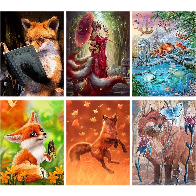 

Full 5d Diy Diamond Painting Fox Animal Diamant Painting Scenery Diamond Embroidery Cartoon Girl Crystal Home Decor Kid Gift A70