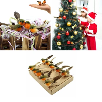 

Brand ​New Hot Selling Artificial Robin Birds 10Pcs Faux Robin Bird Home Christmas Tree Decoration Beautiful Christmas Ornaments