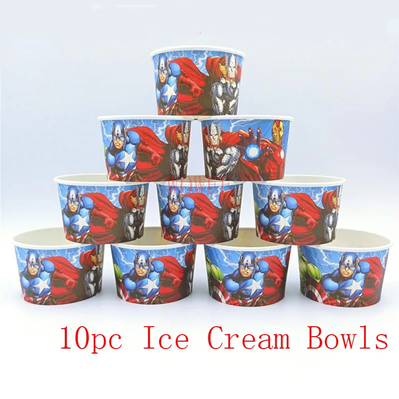 С рисунком из мультфильма «Мстители коробки для конфет Бумага мешки подарка на празднование в честь будущего рождения ребенка на день рождения в стиле Decoracion события вечерние поставки 6 шт./компл - Цвет: 10pc Ice Cream Bowls