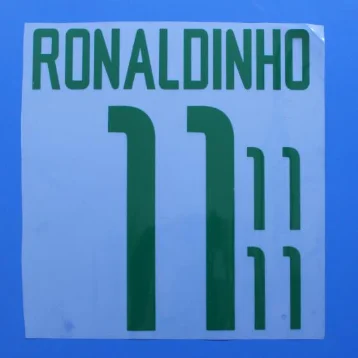 

Retro 2002 Brazil No. 11 RONALDINHO printed number football stamping patch badge