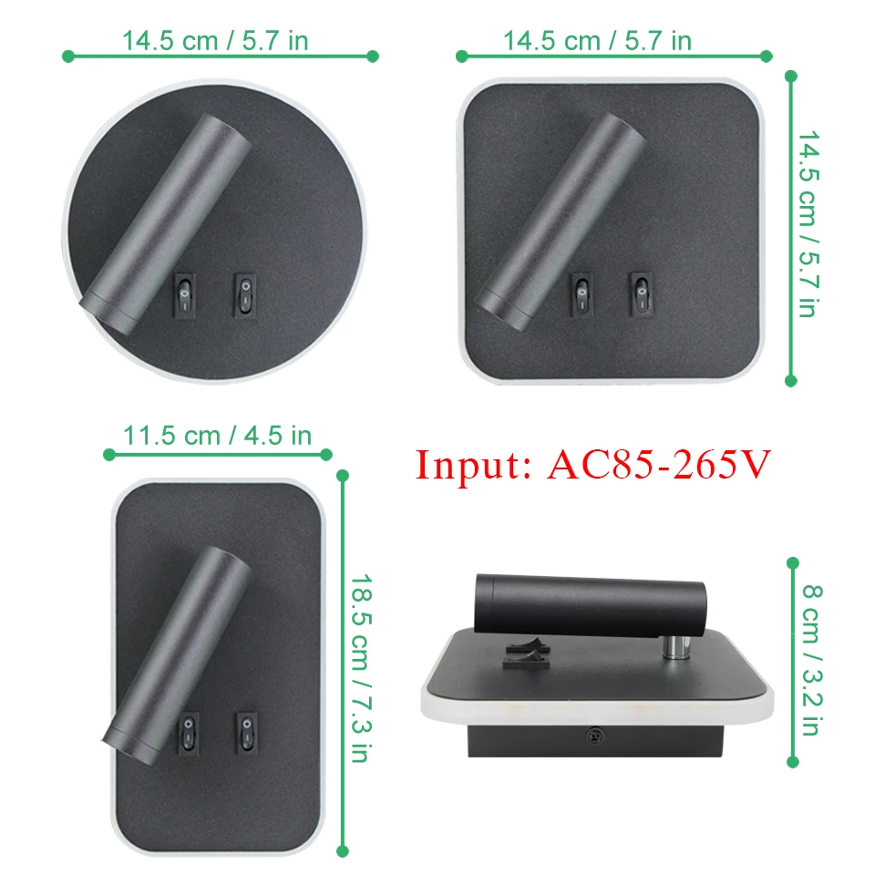 Led wand lampen 3W lesen licht 7W hintergrundbeleuchtung mit schalter wand licht hotel nacht moderne wand lampe schlafzimmer studie treppen wandlampen – Detail 15