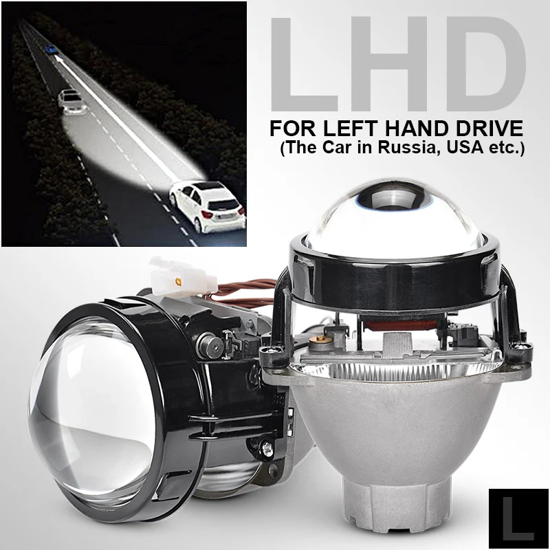 3,0 дюймов Q5 H7 D2S HID Bi Xenon черный круглый металлический светодиодный прожектор для автомобиля Стайлинг налобный фонарь Аксессуары для модификации - Цвет: Left Hand Driver