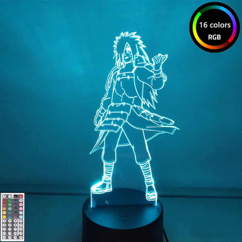 Anime Naruto Uchiha Madara Led Night Light Naruto Figure 3d Anime Night Lamp for Kids Bedroom Children Toys Gift