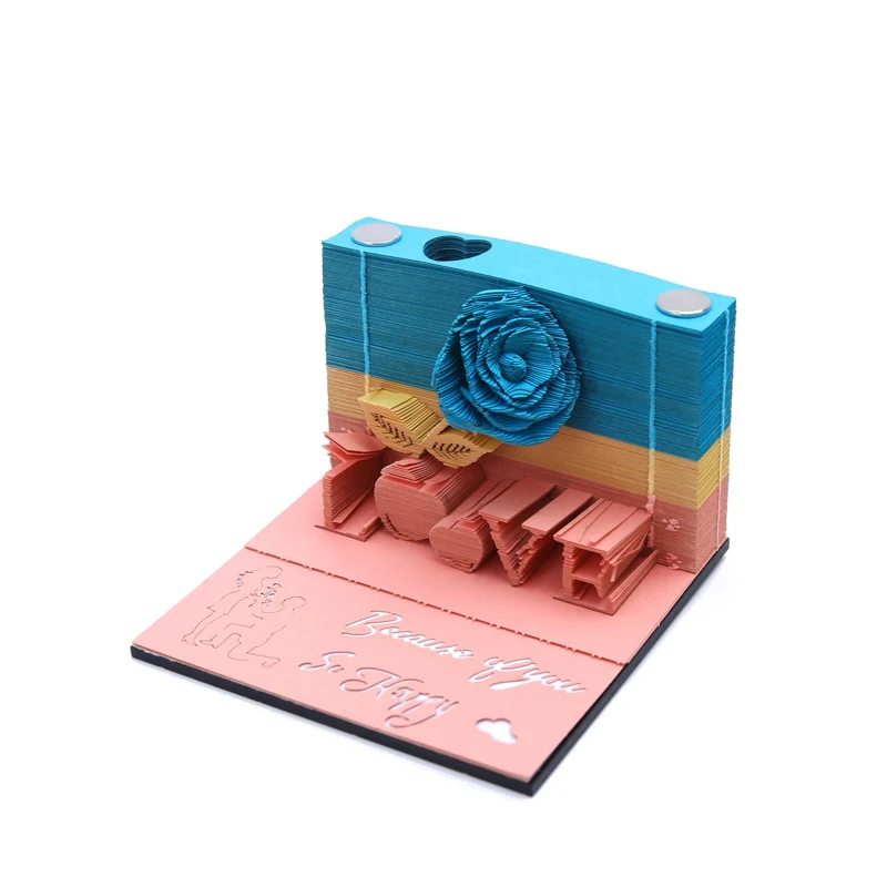 Сделай Сам Скрапбукинг Omoshiroi блок подарок на день Святого Валентина Роза липкие Примечания креативный подарок на день рождения Роза Примечания 3D Блок Примечание
