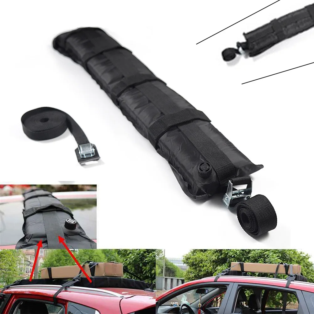 2pcs Car Self Inflatable Car Roof Racks Snowboard Ski Rack Luggage Carrier 80kg Universal Roof