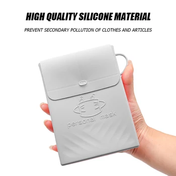 

Food Grade Silicone Mask Storage Bags for Disposable Mask Foldable Waterproof Storage Clips Travel Organizer