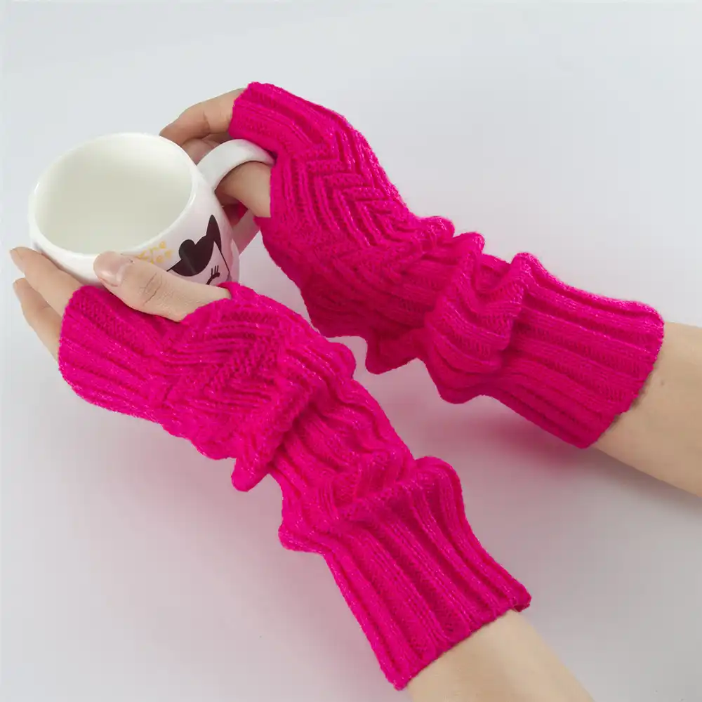 fingerless mittens new fashion women winter long knitted gloves