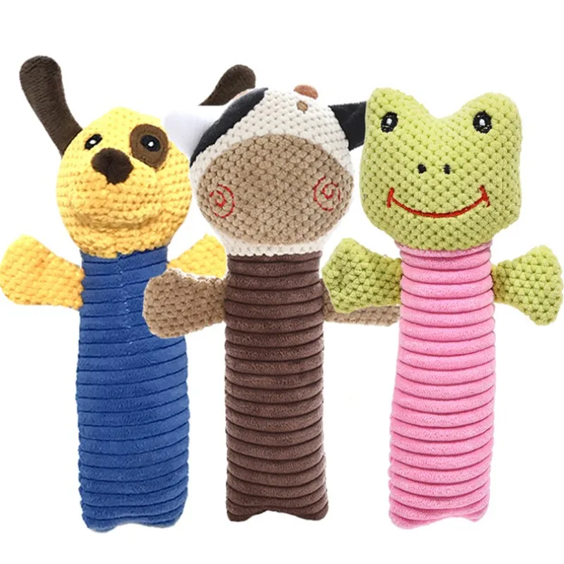 

Dog Cat Funny Fleece Durability Plush Dog Toys Popular Pet Squeak Chew Sound Toy Fit for All Pets Frog Cow Dog Plush Toys