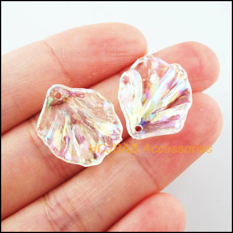

70Pcs Clear AB Acrylic Plastic Leaf Pendants Charms 17x20mm