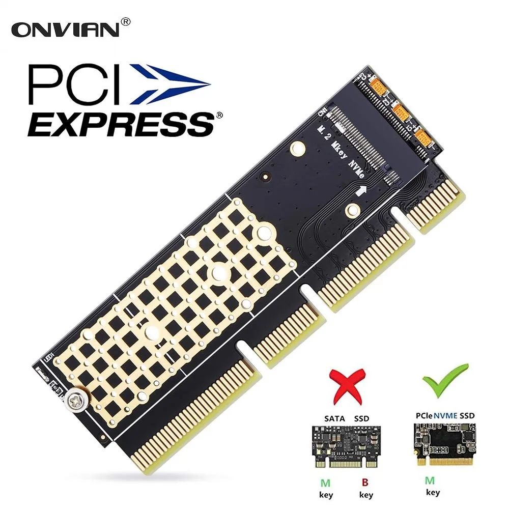 Адаптер Onvian M.2 NVMe SSD для PCIe карты M2 Key M драйвер с силиконовой охлаждающей колодкой адаптер жесткого диска поддержка PCIe x4x8x16 слот|Платы расширения| | АлиЭкспресс