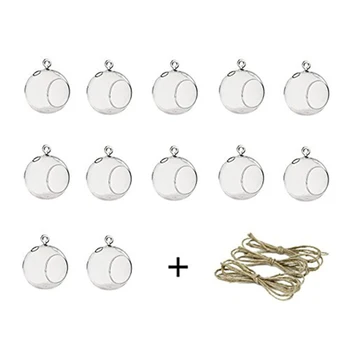 

12Pcs 80MM Hanging Tealight Holder Glass Globes Terrarium Wedding Candle Holder Candlestick (12Pcs/set)