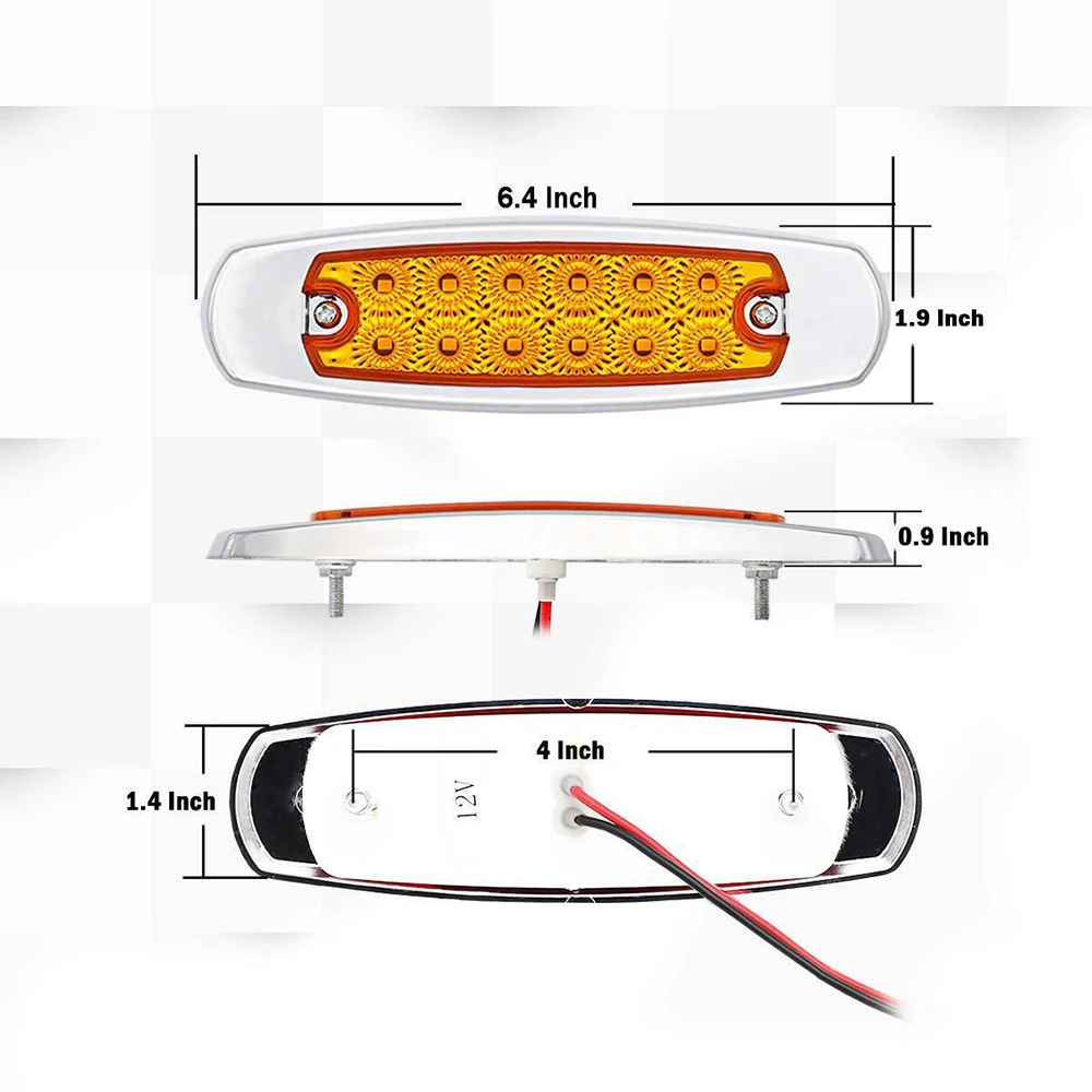 10 шт 12/24V автомобиль грузовик светодиодный желтый боковой свет боковые габаритные тонкий легкий светодиодный хром для контейнерных перевозок и т. д. Размер