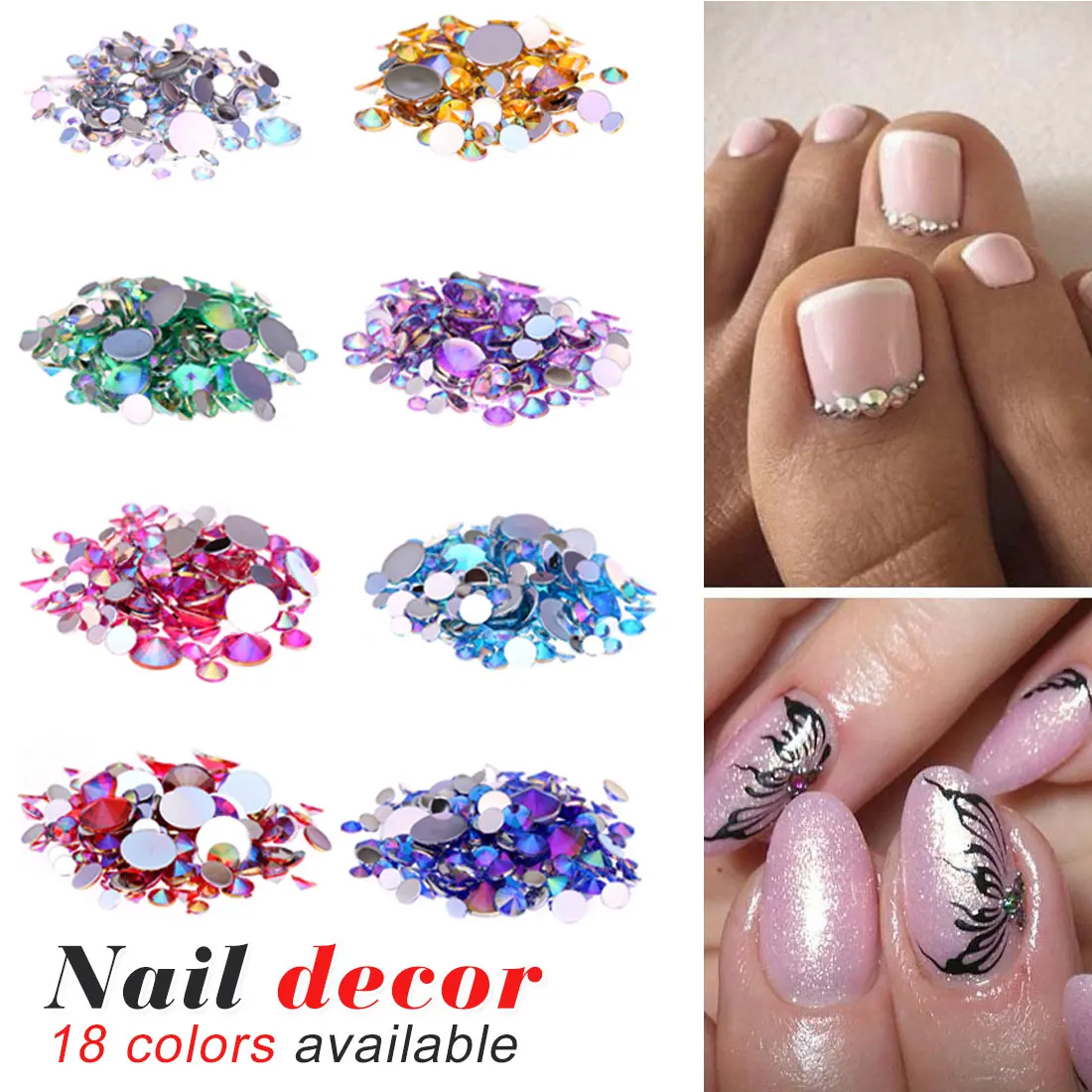 

3D Nails Art Decorations Mixed 300pcs Crystal Clear AB Nail Art Rhinestones DIY Non Hotfix Flatback Acrylic Nail Stones Gems