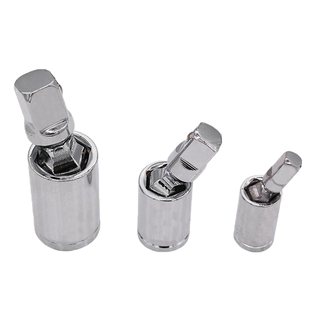 3 Pcs 1/4-Inch, 3/8-Inch, 1/2-Inch Drive, Universal Impact Joint, Steel, 360 Degree Swivel Design, Flexible, Easy to Use