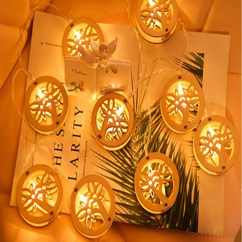 

LED Light Strings Wooden Christmas Lantern Strings Room Decoration String Lights Glow In Dark Christmas Party Garden Decoration