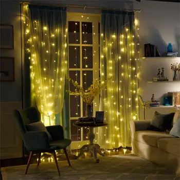 

3mX3m LED Curtain String Lights christmas garland AC 220V 110V Starry Flashing fairy light Bedroom Home decoration lighting