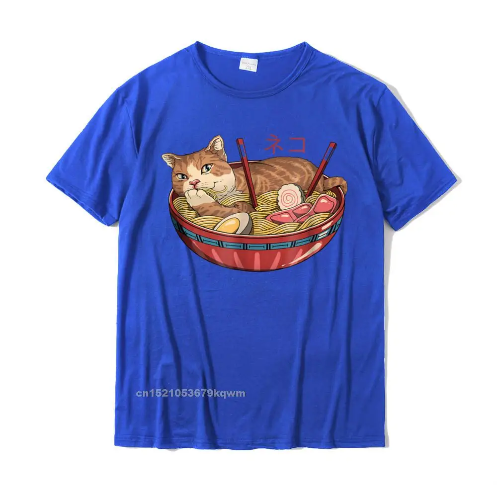Cute Neko Ramen v2 T-Shirt__3228 Casual T-shirts for Men 100% Cotton NEW YEAR DAY Tops T Shirt Tops Shirts Brand New Crew Neck Cute Neko Ramen v2 T-Shirt__3228 blue