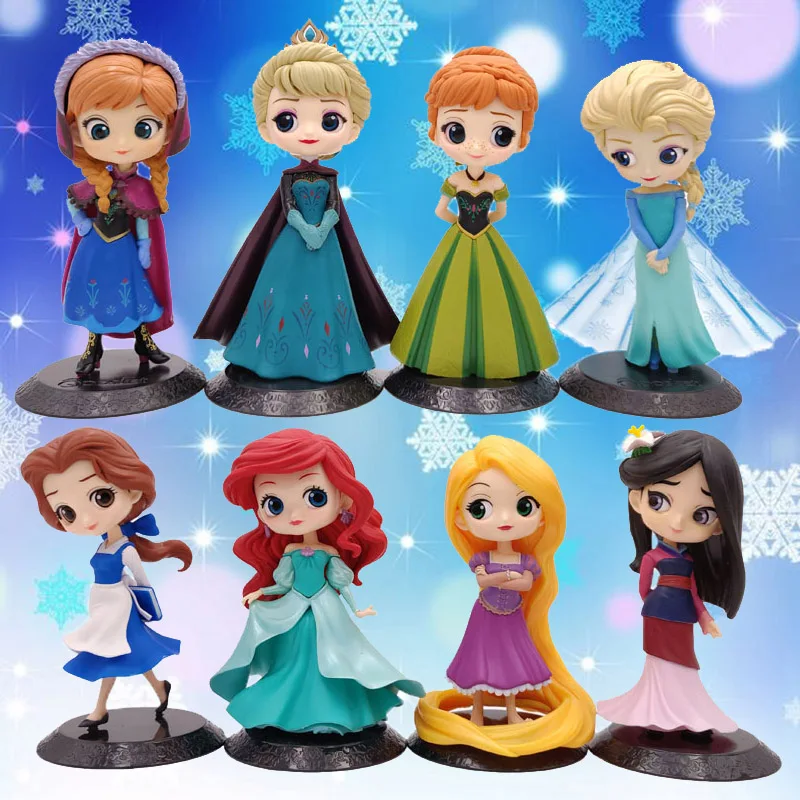 Экшн фигурка Disney Q Posket игрушка Фея Принцесса Ариэль Эльза Анна Белль Мулан 14 см из
