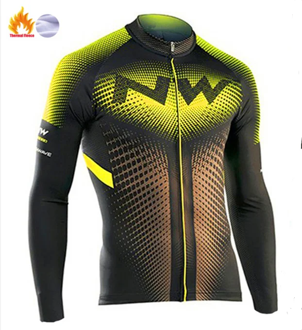 NW Winter Thermal Fleece Cycling Jersey Men long sleeve Set ropa ciclismo hombre MTB bike Cycling Clothing Maillot Ciclismo - Цвет: 17