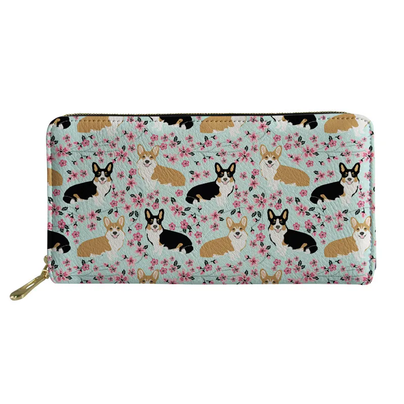 as pictures Thikin Women Wallets Cartoon Corgi Print Lovely Pu Leather Long Purse Ladies Fashion Card Holders Females Coin Pocket Zipper - Цвет: as pictures