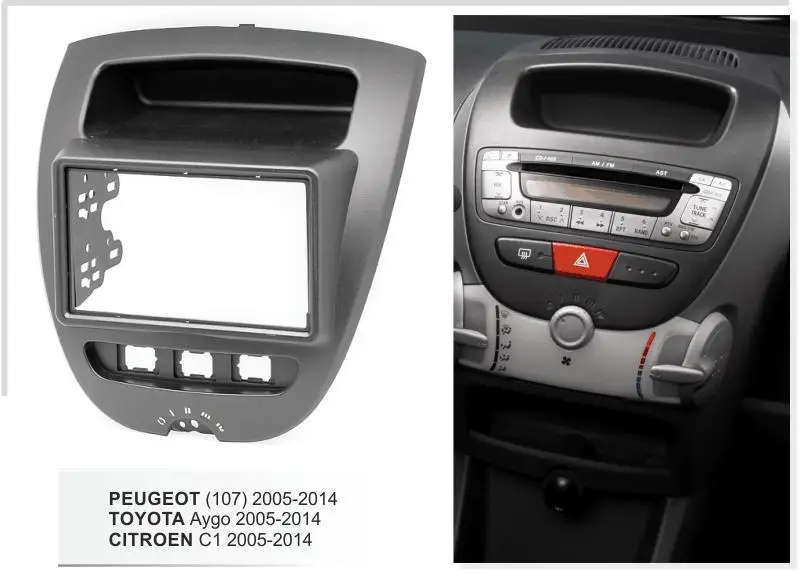 Двойной Din автомобильный DVD Facia для Toyota Aygo Citroen C1 Peugeot 107 2005 2014 Fascia Dash Kit радио Панель