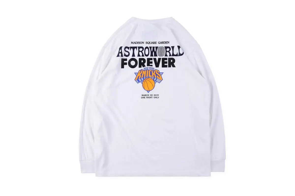 19SS с изображением Трэвиса Скотта ASTROWORLD рубашка с длинными рукавами MSG Knicks Wish You Here Harajuku уличная хип хоп астромир футболки мужские