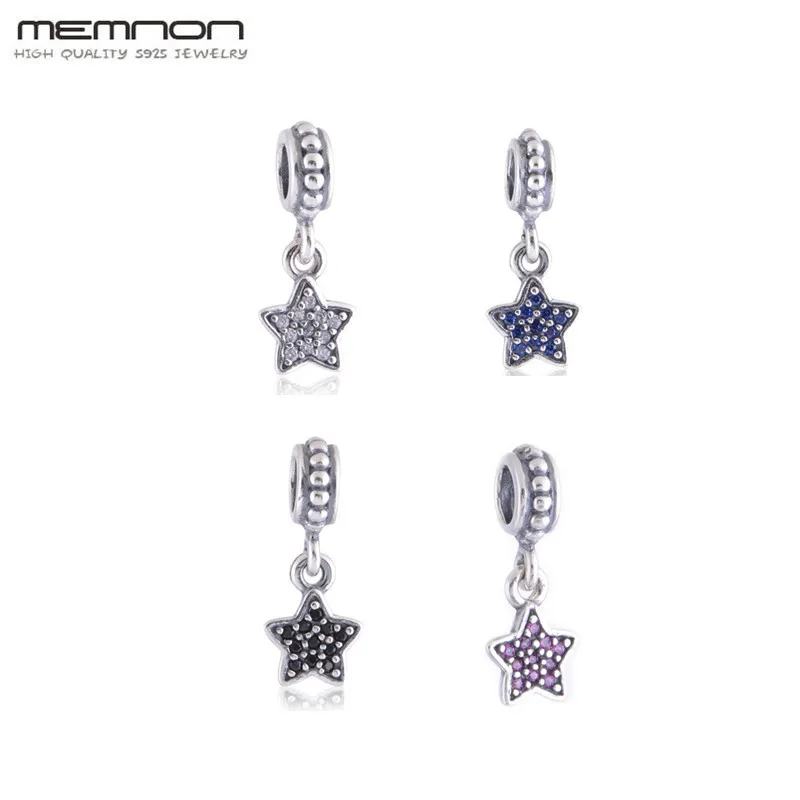 925 Sterling Silver Stars Dangle Charms Beads For Jewelry Making Fit necklace pendants DIY four colors fine jewelry DA055