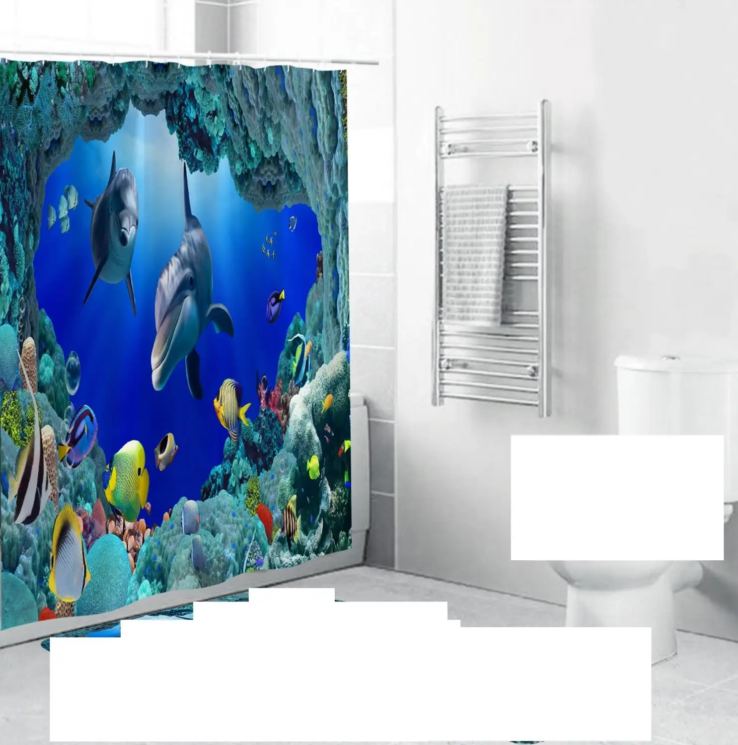 Мир морского дна печатных полиэстер занавески для душа W150xL180/W180XL180CM/W180XL200CM занавески для ванной комнаты
