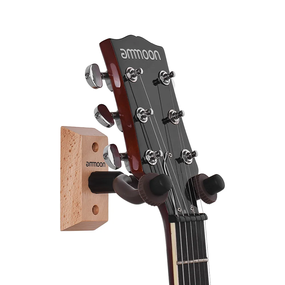 ammoon Guitar Hanger Wooden Wall Mount Hook Holder Keeper Electric Acoustic Guitars Bass Ukulele Guitar Accessories guitar accessories guitar wall mount guitar hanger