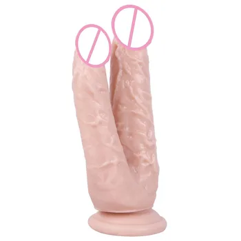 Double Dildos Female Masturbation Double Penetration Both Vagina and Anus Big Penis with Suction Cup Sex Toy Strap on Two Dildo 6