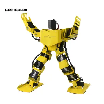 

Robo-Soul H3.0 17DOF Biped Robotics Humanoid Robot Two-Leg Aluminum Frame Kit with 17pcs Servos DIY - Yellow