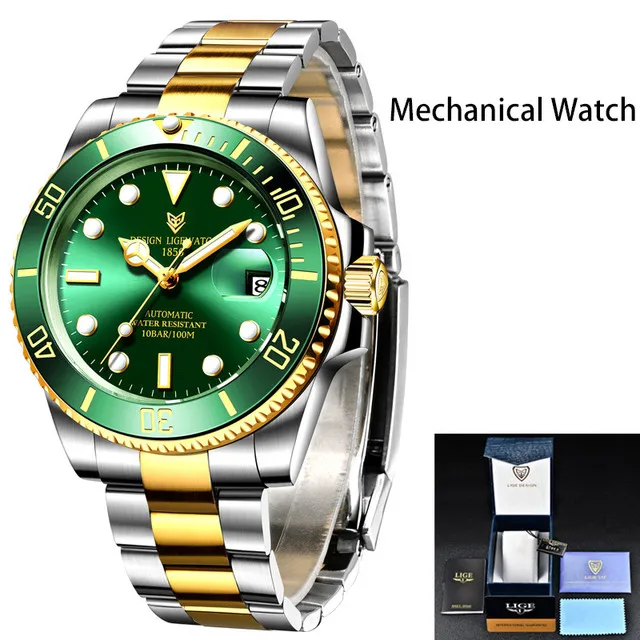 2022 LIGE Watch Men Automatic Mechanical Tourbillon Clock Fashion Sapphire Glass 316L Steel 100 Waterproof Watches NH35 Movement 