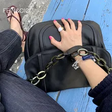Черная большая сумка на плечо Женская Повседневная винтажная Ретро Большая вместительная сумка через плечо с цепочкой зимняя новая деловая сумка