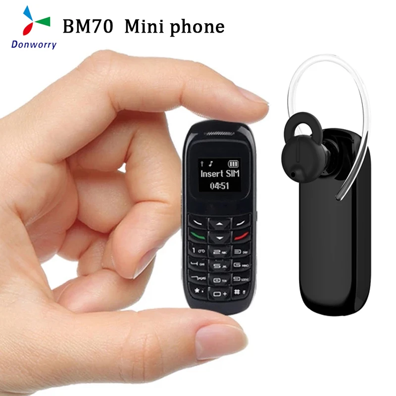 Мини-Мобильные телефоны BM70 0 66 дюйма одна SIM-карта Bluetooth разблокированные наушники